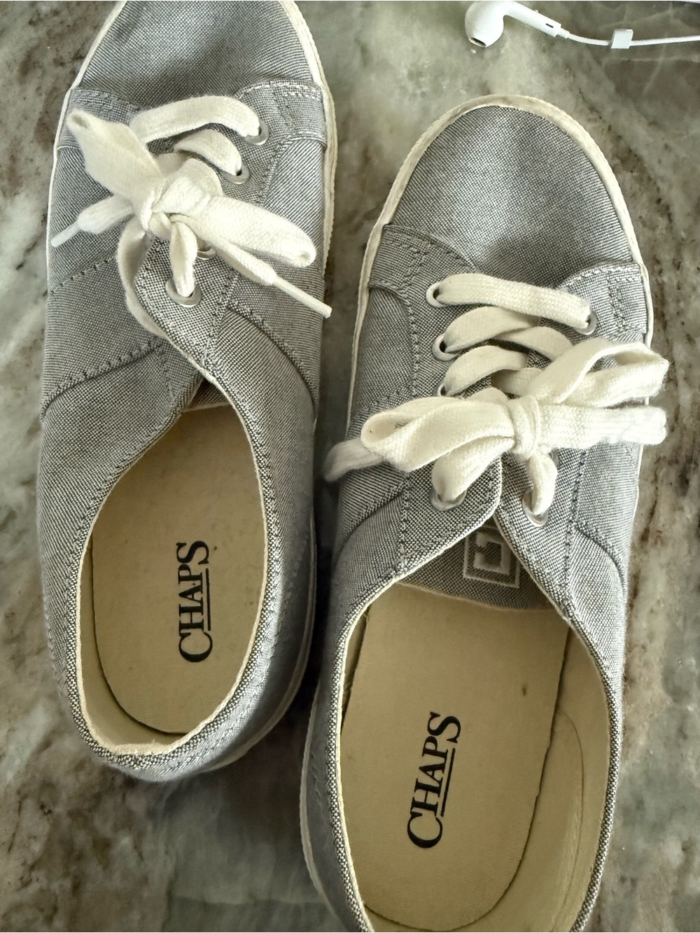 Chaps Women's Canvas Sneakers in Light Gray with White Laces